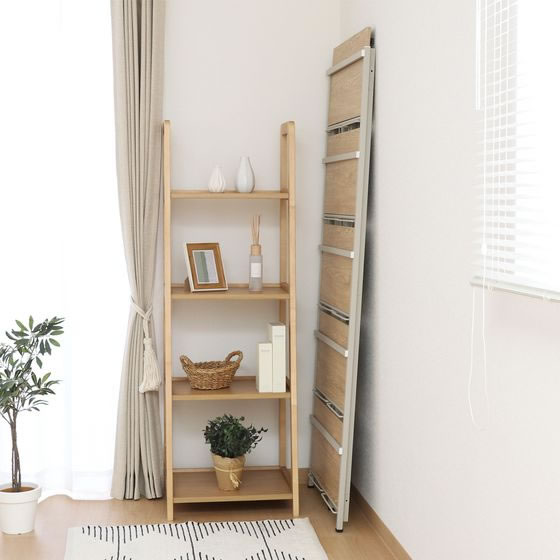 3段シェルフ アルミ 折り畳み シャンパンゴールド 不二貿易 折りたたみシェルフ アロン5段 ナチュラル 通販【フォレスト