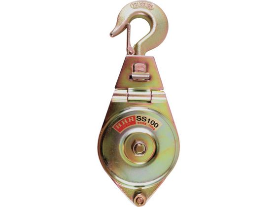 ●型番：SS-100●基本使用荷重（t）：0．75 ●車径（mm）：100 ●最大使用ロープ径（mm）：12 ●車数：1 ●寸法（mm）A：300 ●寸法（mm）B：110 ●寸法（mm）C：50●ベ