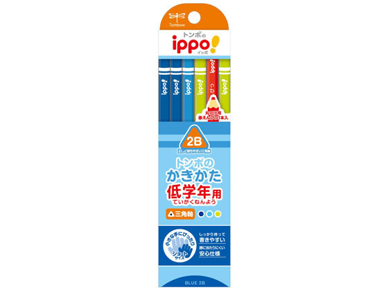 トンボ鉛筆 ippo! 低学年用かきかた 三角 ナチュラル 強う 2B 12本
