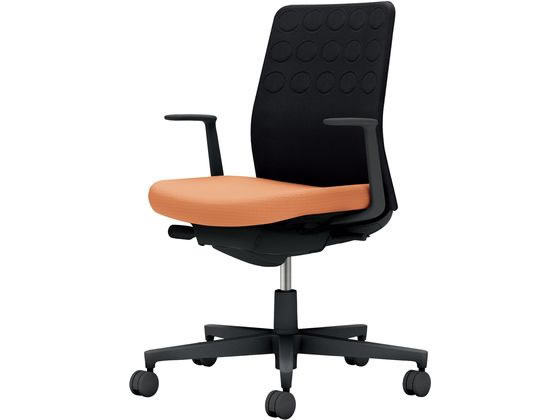 ●品番：Ｃ０３−Ｂ２１０Ｕ−Ｂ０ＹＢ６Ｘ１●カラー：本体／ブラック●カラー：座／ペールテラコッタ、背／ブラック●ランバーサポート：なし●外寸法：幅７１０×奥行（脚部除く）５０５×高さ８８５〜９７５ｍｍ