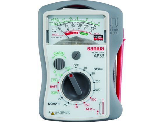 ●型番：AP33●入数：1台●直流電圧（V）：500 ●交流電圧（V）：500 ●抵抗（Ω）：1MΩ ●直流電流（A）：0．25 ●幅×奥行×高さ：87×30×126mm ●幅（mm）：87 ●奥行（