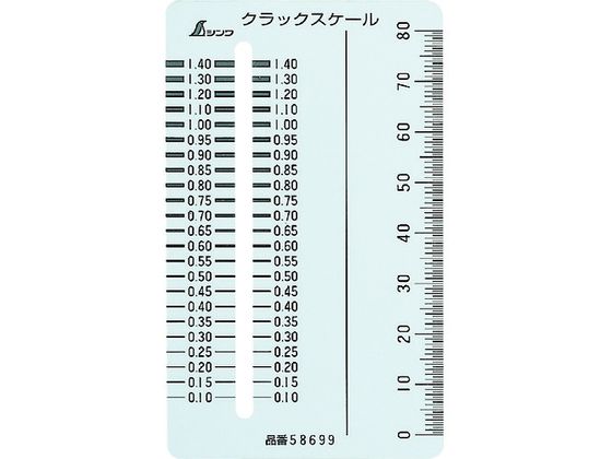 ●型番：58699●目盛幅精度（mm）：±0．05 ●縦（mm）：91 ●横（mm）：55 ●厚さ（mm）：0．3●ステンレス（SUS301）