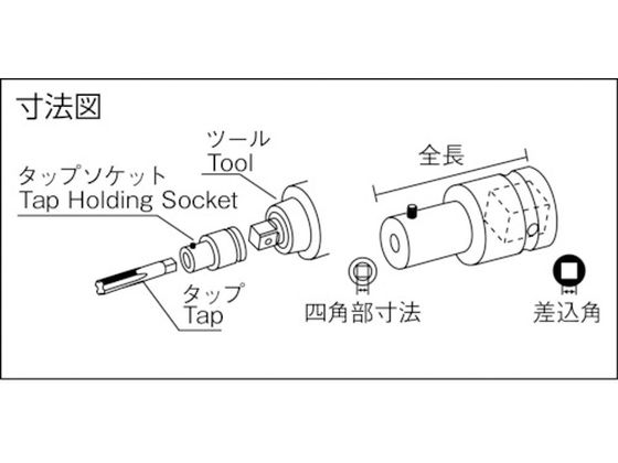 ナック タップ用ソケット 差込角9.52×対辺四角4.5mm(M5、M6用) 345TS