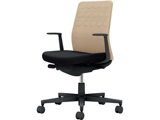 ●品番：Ｃ０３−Ｂ２１０Ｗ−ＢＢ６１ＫＸ１●カラー：本体／ブラック●カラー：座／ブラック、背／ソフトベージュ●ランバーサポート：なし●外寸法：幅７１０×奥行（脚部除く）５０５×高さ８８５〜９７５ｍｍ●