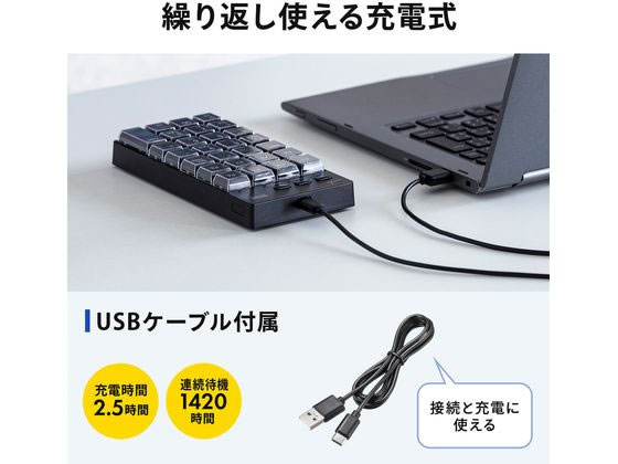 サンワサプライ プログラマブルテンキー Bluetoothモデル NT-BT26BK