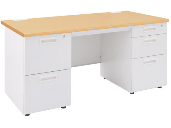 ハナハナ 飛騨産業　袖引出し カグクロ 事務用両袖机 W1400 ナチュラル KDN-147W 通販【フォレスト