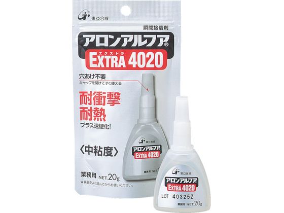 ●型番：AA-4020-20AL●入数：1本●色：透明 ●容量（g）：20 ●使用温度範囲（℃）：−40〜120℃●固着時間（23℃）：1秒 ●中粘度型 ●チャック付アルミ袋入 ●耐熱温度（℃）：14
