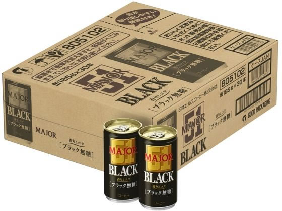 日本ヒルスコーヒー MAJOR 香りとコク ブラック無糖 缶 185g×30缶 通販