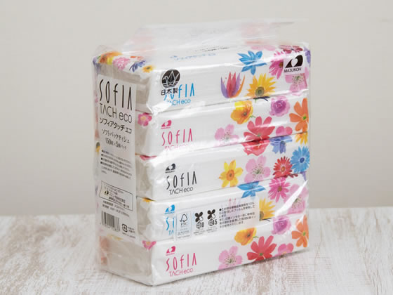 マスコー製紙 ソフィアタッチエコ ティッシュペーパー 150組 5個×20