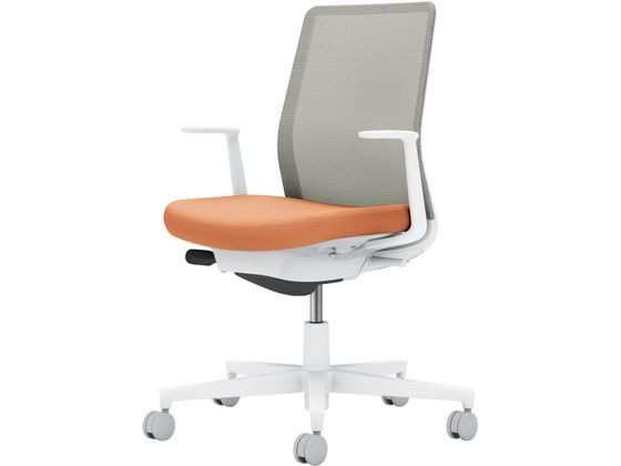 ●品番：Ｃ０３−Ｗ１１０Ｕ−Ｗ０ＹＥ２Ｘ１●カラー：本体／ホワイトグレー●カラー：座／ペールテラコッタ、背／ライトグレー●ランバーサポート：なし●外寸法：幅７１０×奥行（脚部除く）４９０×高さ８８０〜