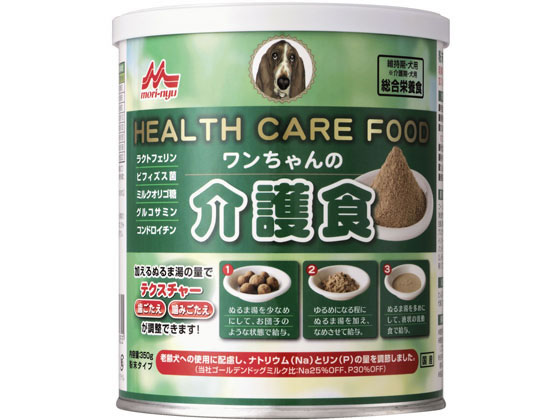 ●老齢犬の健康に配慮した介護食です。健康を維持することで免疫力を保つたんぱく質ラクトフェリンを配合しました。おなかの健康をサポートする動物用ビフィズス生菌とこれを増殖させるミルクオリゴ糖、食物繊維を配