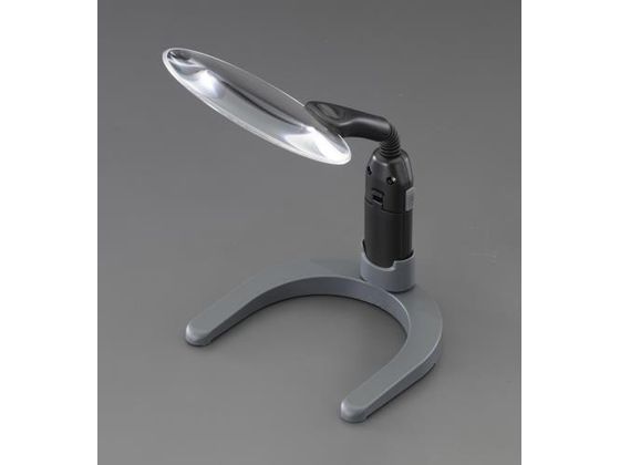 ●倍率：２倍●レンズ径：１３０ｍｍ●光源：ＬＥＤ球２灯●電源：単３電池×２本（付属）●全高：１３０ｍｍ●台サイズ：１５０（Ｗ）×１４０（Ｄ）ｍｍ●重量：２８０ｇ●アクリル製レンズ●ＬＥＤライト付●スタ