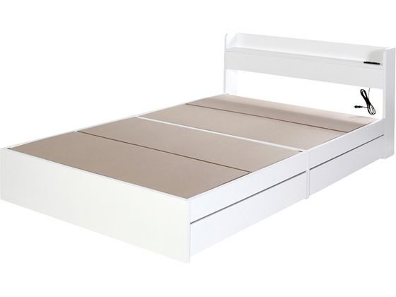 ●色：ホワイト●全幅１４０×長さ２１１×高さ７０ｃｍ●商品重量：６１ｋｇ●素材：本体：メラミン化粧板床材：ＬＶＬ・ＭＤＦ●梱包サイズ（３個口）７３×５１×１６ｃｍ（約２１ｋｇ）１０１×３９×１０ｃｍ（