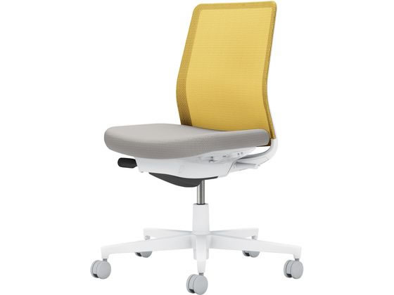 ●品番：Ｃ０３−Ｗ１００Ｕ−ＷＥ２１ＳＸ１●カラー：本体／ホワイトグレー●カラー：座／ライトグレー、背／オリーブイエロー●ランバーサポート：なし●外寸法：幅７１０×奥行（脚部除く）４９０×高さ８８０〜