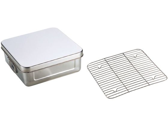 ●サイズ：本体／外寸３２２×３２２×高さ１５０ｍｍ、蓋／外寸３３０×３３０×高さ３０ｍｍ●材質：１８−８ステンレス