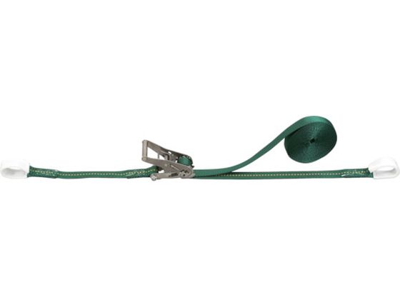 ●型番：GX25S-300R●最大使用荷重（t）：0．3 ●色：グリーン ●ベルト長さ（m）巻取側：4．5 ●ベルト長さ（m）固定側：0．35 ●ベルト寸法（mm）幅×厚さ：25×3●プロテクター付（