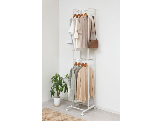 ハイタイプスーパーワイド ハンガーラック ホワイト ハイタイプスーパーワイド ハンガーラック ホワイト 直送可】ツッパリ