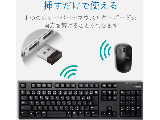 エレコム 無線2.4GHzワイヤレス フルキーボード&マウス TK-FDM063BK