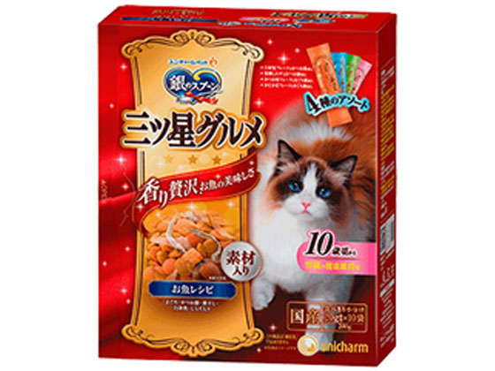 ●原材料名:穀類（トウモロコシ、コーングルテンミール、小麦粉、パン粉）、肉類（ポークミール、チキンミール、チキンエキス、ビーフミール）、油脂類、魚介類（フィッシュエキス、フィッシュミール、鰹節、鮪節、