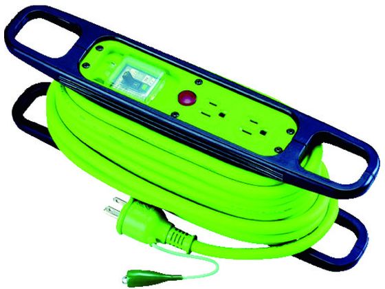 日動 ハンドリール 100V 3芯×10m 緑 アース漏電しゃ断器付 HR-EB102-G