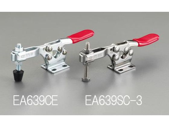 ●水平レバー・下方押え型●締付能力：２２７ｋｇ●バー開き角：９０°●ハンドル開き角：６５°●クランプ部：六角ボルト頭●本体材質：ステンレス●サイズ：３５×１７３×４７．６（Ｈ）ｍｍ●取付金具：３５×３