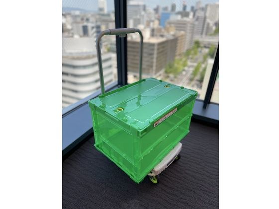TRUSCO 薄型折畳コンテナスケルコン 50Lロックフタ付 緑 通販