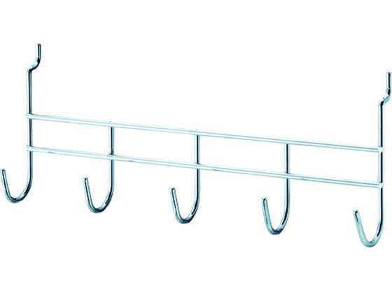 ●型番：PBYF-55●入数：1個●長さ（mm）：42 ●品名：5連フック ●幅（mm）：230 ●耐荷重（kg）：2●パンチングボードパーツ●鉄 クロームメッキ ●PVC●フック止め具●止め具は6〜