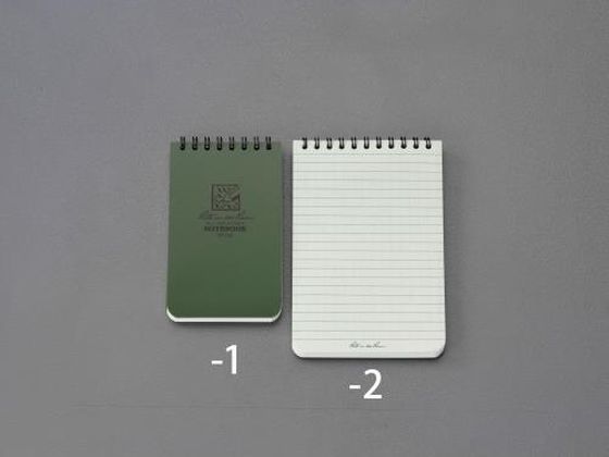 ●サイズ：１０２×１５２×７ｍｍ●中紙枚数：５０枚●罫：６ｍｍ×２２行●表紙材質：プラスチック●色：ＯＤグリーン●防水仕様で濡れても紙が破れません。