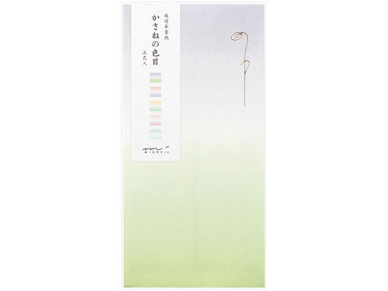 ●金封のし袋●越前奉書紙●かさねの色目※５色アソート：藤、なでしこ、苗色、紅梅匂、小栗色※平安時代の女房装束、袿（うちぎ）を重ねて四季のモチーフに見立てた配色●サイズ：Ｈ１７０×Ｗ８５ｍｍ※和紙を使用