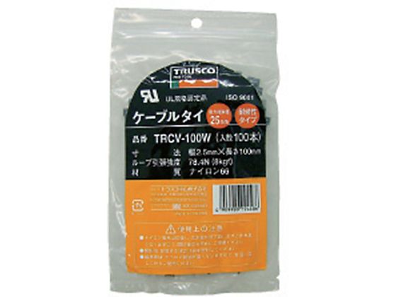 TRUSCO ケーブルタイ 幅2.5mm×100mm 最大結束Φ22 耐候性 TRCV