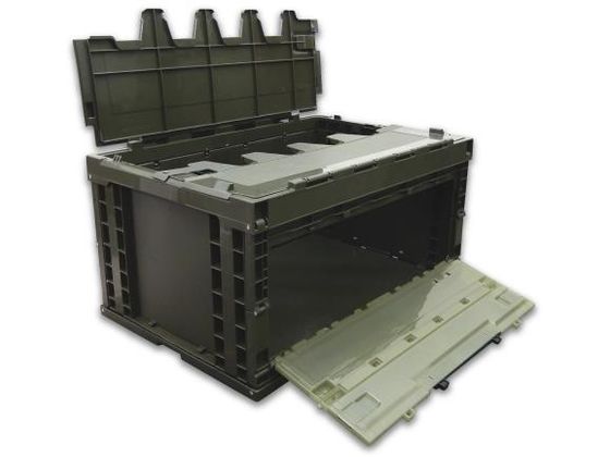 ●材質：ポリプロピレン●容量：７６．２Ｌ●サイズ（ｍｍ）：６４９×４３９×３２７（Ｈ）●色：ＯＤ色（窓部は半透明ＯＤ色）●入数：１個●ＥＳＣＯオリジナル 人気のオリーブドラブ色（ＯＤ色）コンテナ●ふた