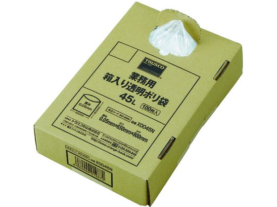●型番：X0045N●入数：100枚●縦（mm）：800 ●色：透明 ●横（mm）：650 ●厚さ（mm）：0．05 ●容量（L）：45●再生ポリエチレン●X0045N〜X0120Nは直接食品を入れな