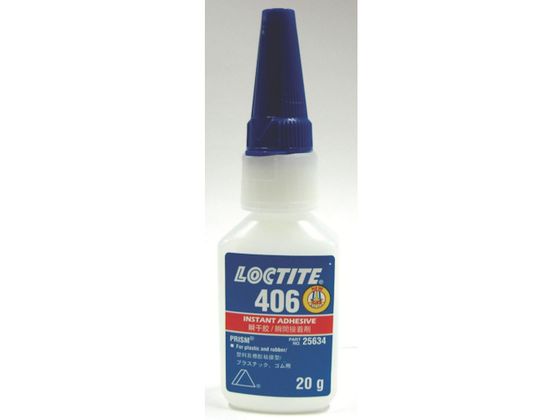 ●型番：406-20N●色：透明 ●容量（g）：20 ●使用温度範囲（℃）：−55〜80℃●使用温度範囲：−55〜80℃ ●固着時間（22℃）：10〜20秒 ●低粘度型 ●チューブタイプ●主成分：シア