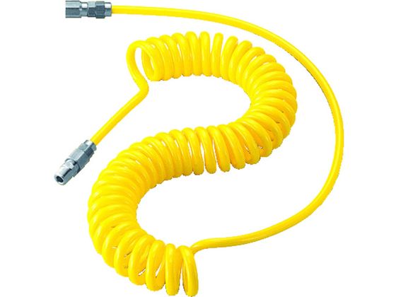 ●型番：SAH-805●コイル径（mm）：42 ●使用範囲（m）：4．0 ●色：黄 ●全長（mm）：1000 ●ホース内径×外径（mm）：5×8 ●コイル長（mm）：400 ●使用流体：空気 ●寸法B