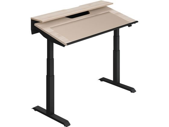 ●品番：ＤＳＥ−ＴＳＰ１４０７Ｂ−６ＡＹ０３●外寸法／幅１３５０×奥行６７５×高さ６８０〜１２９０ｍｍ●下肢空間寸法／幅１１８５ｍｍ●天板厚さ／２５ｍｍ●材質／天板：（表面材）メラミン化粧板（エッジ）