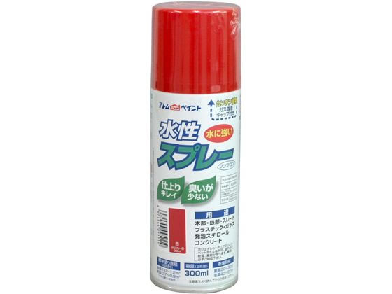 ●色：赤●サイズ：６０×６０×１８７ｍｍ●重量：３７０ｇ●属性／仕上がり感／塗り回数：水性つやあり／２回塗り●用途：鉄部、木部、コンクリート、プラスティック、ガラス、スレート、段ボール、発泡スチロール