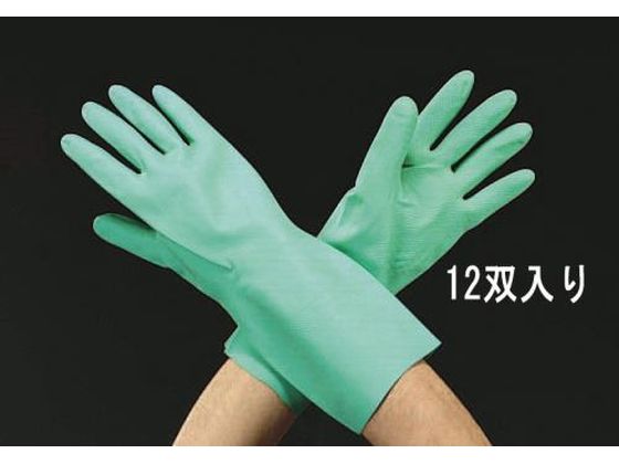 ●材質：混合（ニトリル＋天然）ゴム●化学用●サイズ：ＸＬ●全長：３００ｍｍ●厚み：０．２８ｍｍ●掌周り：２４５ｍｍ●中指長さ：９０ｍｍ●ストレートカフ●入数：１２双入り●人間工学に基づいたデザインで疲