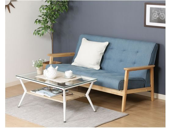 【新品・送料無料】ガラスリビングテーブル クレア 幅80cm ナチュラル 不二貿易 ガラスリビングテーブル クレア ナチュラル 96226 通販