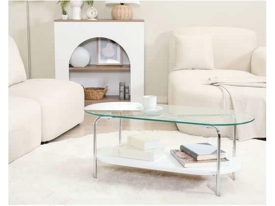 不二貿易 Chamill ガラスセンターテーブル ホワイト 41313 通販