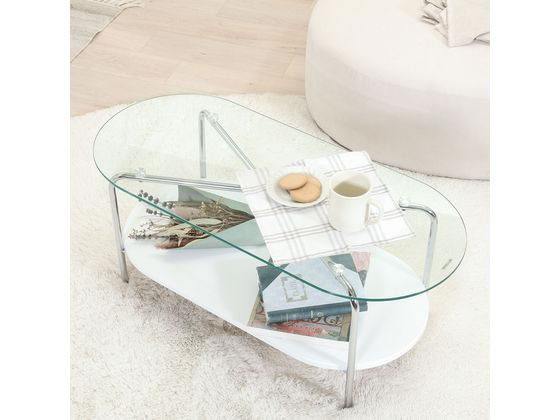 専用センターテーブル　センターテーブルホワイト　センターテーブルガラス Chamillガラスセンターテーブル ホワイト【別送品】 | テーブル