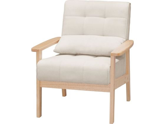 アイリスオーヤマ 1人掛けウッドフレームソファ オフホワイト WFS-1