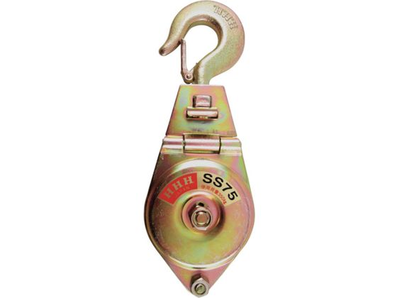 ●型番：SS-75●基本使用荷重（t）：0．35 ●車径（mm）：75 ●最大使用ロープ径（mm）：10 ●車数：1 ●寸法（mm）A：240 ●寸法（mm）B：85 ●寸法（mm）C：40●ベケット