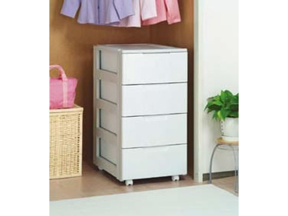 アイリスオーヤマ ロングチェスト 4段 ホワイト／ベージュ HG-444 通販