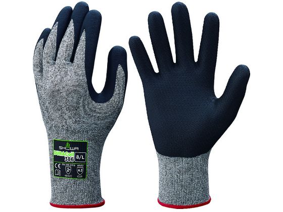 ●型番：NO386-M●色：グレー ●サイズ：M ●厚さ（mm）：1．2 ●ゲージ数：13 ●リストカラー：ブルー ●全長（cm）：23．0 ●手のひら周り（cm）：19．0 ●中指長さ（cm）：7．