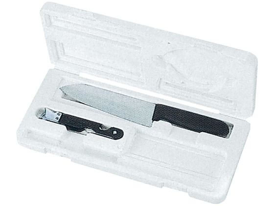 ●製品サイズ：マナ板：３０５×２７５×厚さ２０ｍｍ（使用時）、包丁：全長２５０ｍｍ・刃長１５０ｍｍ、三徳缶切：１８×１３×長さ１２３ｍｍ●収納サイズ：３０５×１４０×厚さ４０ｍｍ●重量：セット４５０ｇ