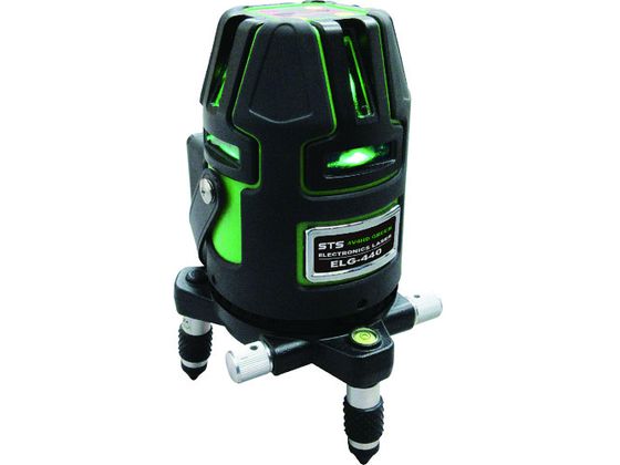 ●型番：ELG-440●縦（mm）：205 ●横（mm）：100 ●精度：±1mm／10m ●自動補正範囲：±3° ●保護等級：IP54相当 ●電源：単三アルカリ乾電池×5本又は専用リチウムイオン充電