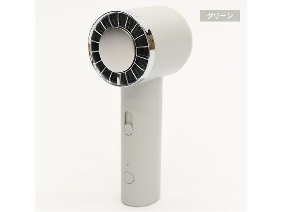 ●色：グリーン●本体サイズ：約５８×６９×１６０ｍｍ●本体重量：約１８５ｇ●風量：シームレスコントロール（最小風量：２．０ｍ／ｓ、最大風量：４．０ｍ／ｓ）●バッテリー：リチウムイオン電池 ２０００ｍＡ