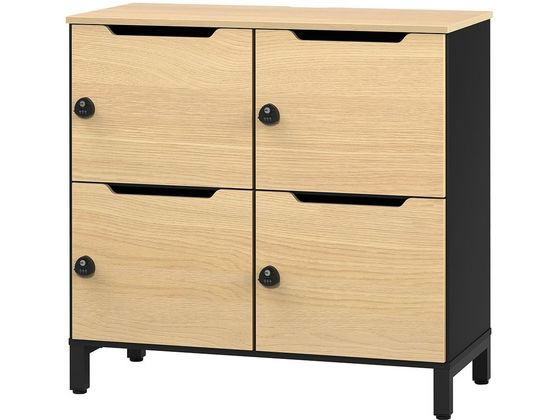 ●カラー：ブラック×オーク扉●外寸（ｍｍ）：Ｗ１０００×Ｄ５００×Ｈ１０００ｍｍ●材質：本体／低圧メラミン樹脂化粧木質ボード・ＰＶＣエッジ、脚部／スチール（粉体塗装）、アジャスター／ＰＰ●商品重量（ｋ
