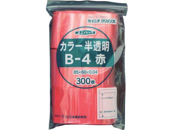 ●型番：B-4-CR●入数：300枚●厚さ（mm）：0．04 ●縦（mm）：85 ●色：半透明レッド ●横（mm）：60●厚さ：0．04mm●ポリエチレン（PE）