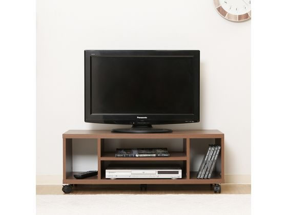 棚　ホワイト C/D:99536] キャスター付きTV台 ミディアムブラウン